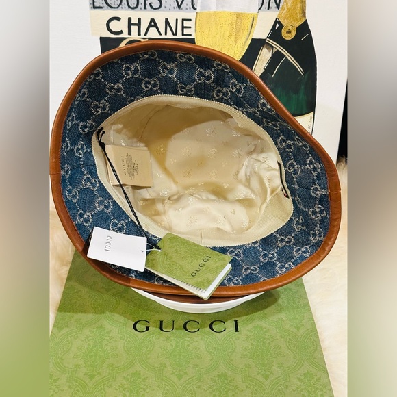 💎 NWT GUCCI GG Denim Bucket Hat Size M- 58 - Picture 3 of 12